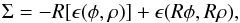 \begin{equation} \Sigma = -R[\epsilon(\phi,\rho)] + \epsilon(R\phi, R\rho), \end{equation}