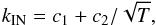 \appendix \setcounter{section}{1} \begin{equation} k_{\rm IN}= c_1 + c_2 /\sqrt{T}, \end{equation}
