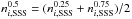 Mathematical equation: \hbox{$n_{i, {\rm SSS}}^{0.5}=(n_{i, {\rm SSS}}^{0.25}+n_{i, {\rm SSS}}^{0.75})/2$}