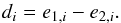 \begin{equation} d_i=e_{1,i} - e_{2,i} . \label{eq:di} \end{equation}