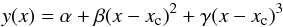 \appendix \setcounter{section}{3} \begin{equation} y(x) = \alpha + \beta(x-x_\mathrm{c})^2 + \gamma(x-x_\mathrm{c})^3 \label{eq:cfu0} \end{equation}