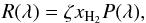 \begin{equation} \label{eq:CR UV intensity} R(\lambda) = \zeta x_\mathrm{H_2} P(\lambda), \end{equation}