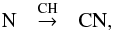 \begin{equation} \label{eq:CN formation} {\rm N \quad{\mathop{\rightarrow}\limits^{CH}}\quad CN}, \end{equation}