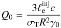 \begin{eqnarray} Q_0 = \frac{3\linj c}{\sth R^2 \gamma_0} \end{eqnarray}