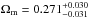 \hbox{$\Omega_{\rm m}=0.271^{+0.030}_{-0.031}$}