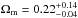\hbox{$\Omega_{\rm m}=0.22^{+0.14}_{-0.04}$}