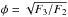 \hbox{$\phi=\sqrt{F_{3}/F_{2}}$}