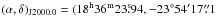 \hbox{$(\alpha,\delta)_{\rm J2000.0}=(\rm 18^h36^m23^s\!\!.94,-23^{\circ}54^{\prime}17\farcs1$}
