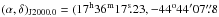 \hbox{$(\alpha,\delta)_{\rm J2000.0}=(\rm 17^h36^m17^s\!.23,-44^o44^{\prime}07\farcs8$}