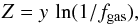 \begin{equation} Z=y \, \ln(1/f_{\rm gas}), \label{eq:yields} \end{equation}