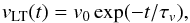 \begin{equation} v_{\rm LT}(t) = v_0 \exp(-t/\tau_{v}), \label{vltexpmodel} \end{equation}