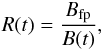 \begin{eqnarray} R(t) = \frac{B_{\rm fp}}{B(t)}, \label{mirrorratiodef} \end{eqnarray}