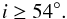 \begin{equation} i \geq 54^{\circ}. \end{equation}