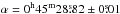 \hbox{$\alpha=0^{\mathrm{h}}45^{\mathrm{m}}28\fs82\pm0\fs01$}