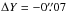 \hbox{$\Delta Y = -0\farcs07$}