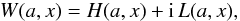 \appendix \setcounter{section}{1} \begin{eqnarray} W(a,x) = H(a,x) + {\rm i} \, L(a,x) , \end{eqnarray}