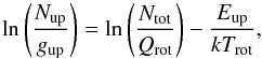 \appendix \setcounter{section}{1} \begin{equation} \label{Equation:Rotation-Diagram} \ln \left( \frac{N_\mathrm{up}}{g_\mathrm{up}} \right) = \ln \left( \frac{N_\mathrm{tot}}{Q_\mathrm{rot}} \right) - \frac{E_\mathrm{up}}{kT_\mathrm{rot}}, \end{equation}