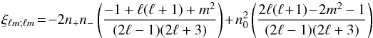 \appendix \setcounter{section}{1} \begin{equation} \xi_{\ell m;\ell m} \!=\! -2n_{+}n_{-}\left(\frac{-1+\ell(\ell+1)+m^2}{(2\ell -1)(2\ell + 3)}\right) + n^2_{0} \left(\frac{2\ell(\ell \!+\!1)\!-\!2m^2 -1}{(2\ell -1)(2\ell + 3)}\right) \end{equation}