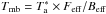 \hbox{$T_{\rm mb} = T_{\rm a}^* \times F_{\rm eff}/B_{\rm eff}$}