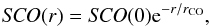 \begin{equation} {{\it SCO}(r) = {\it SCO}(0){\rm e}^{-r/r_{\rm CO}}}, \end{equation}