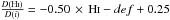 \hbox{$\frac{D(\mathrm{\hi})}{D(i)} = -0.50 \,\times\,\mathrm{\hi}-def +0.25$}
