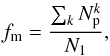 \begin{equation} f_{{\rm m}} = \frac{\sum_k N_{\rm p}^k}{N_1},\label{ncphot2} \end{equation}