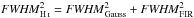 \hbox{${\it FWHM}_{\mathrm{\ion{H}{i}}}^{2} ={\it FWHM}_{\mathrm{Gauss}}^{2}+{\it FWHM}_{\mathrm{FIR}}^{2}$}