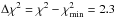 \hbox{$\Delta\chi^{2}=\chi^{2}-\chi^{2}_{\rm min} = 2.3$}
