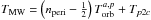 \hbox{$T_{\rm MW} = \left(n_{\rm peri}-\frac{1}{2}\right)T^{a,p}_{\rm orb} + T_{p2c}$}
