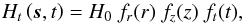 \begin{equation} H_{t} \left({\vec s},t \right) = H_{0} ~ f_r( r ) ~ f_z (z) ~ f_t(t), \label{Eq:H_time} \end{equation}