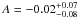 \hbox{$A = -0.02_{-0.08}^{+0.07}$}