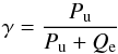 \begin{equation} \gamma = \frac{P_{\rm u}}{P_{\rm u} + Q_{\rm e}} \end{equation}