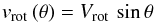 \begin{equation} v_{\rm rot}\,(\theta{}) = V_{\rm rot}\,\sin\theta \end{equation}