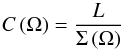 \begin{equation} C\,(\Omega) = \frac{L}{\Sigma\,(\Omega)} \end{equation}