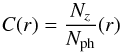 \begin{equation} \label{eqn:radcompl} C(r) =\frac{N_z}{N_{\rm ph}}(r) \end{equation}