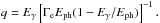 \hbox{$q={E_\gamma}\left[{\Gamma_{\rm e}E_{\rm ph}(1-{E_\gamma/}{E_{\rm ph}})}\right]^{-1}.$}