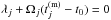 \hbox{$\lambda_{j} + \Omega_{j} (t_{j}^{\rm (m)} - t_{0}) = 0$}