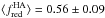 \hbox{$\langle f_{\rm red}^{\rm HA} \rangle = 0.56\pm0.09$}