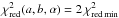 \hbox{$\chi_{\rm red}^2(a,b,\alpha) = 2\, \chi_{\rm red\,min}^2$}