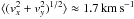 \hbox{$\langle(v_x^2 + v_y^2)^{1/2}\rangle\approx 1.7\,{\rm km}\,{\rm s}^{-1}$}