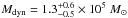 \hbox{$M_{\rm dyn}=1.3^{+0.6}_{-0.5}\times10^5~M_{\sun}$}