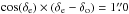 \hbox{$\cos(\delta_\mathrm{e}) \times (\delta_\mathrm{e}-\delta_\mathrm{o}) = 1\farcs0$}