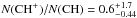 \hbox{$N({\rm CH}^+)/N({\rm CH}) = 0.6^{+1.7}_{-0.44}$}