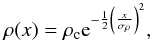 \appendix \setcounter{section}{1} \begin{equation} \rho(x) = \rho_{\rm c} {\rm e}^{-\frac{1}{2}\left(\frac{x}{\sigma_\rho}\right)^2}, \end{equation}