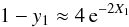\appendix \setcounter{section}{2} \begin{equation} 1-y_1 \approx 4 \,{\rm e}^{-2 X_1} \end{equation}