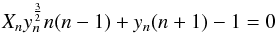 \appendix \setcounter{section}{3} \begin{equation} X_n y_n^{\frac{3}{2}}n (n-1) +y_n (n+1)-1 = 0 \end{equation}