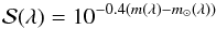 \begin{equation} {\cal S}(\lambda) = 10^{-0.4(m(\lambda)-m_{\odot}(\lambda))} \label{eq:refl1} \end{equation}