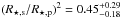 \hbox{$(R_{\star,\mathrm{s}} / R_{\star,\mathrm{p}})^2 = 0.45^{+0.29}_{-0.18}$}