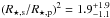 \hbox{$(R_{\star,\mathrm{s}} / R_{\star,\mathrm{p}})^2 = 1.9^{+1.9}_{-1.1}$}