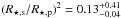 \hbox{$(R_{\star,\mathrm{s}} / R_{\star,\mathrm{p}})^2 = 0.13^{+0.41}_{-0.04}$}